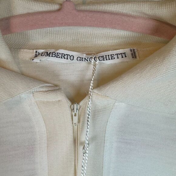 Umberto Ginocchietti Men's Wool White 1/4 Zip Lightweight Sweater Size 48(M) - Picture 7 of 11